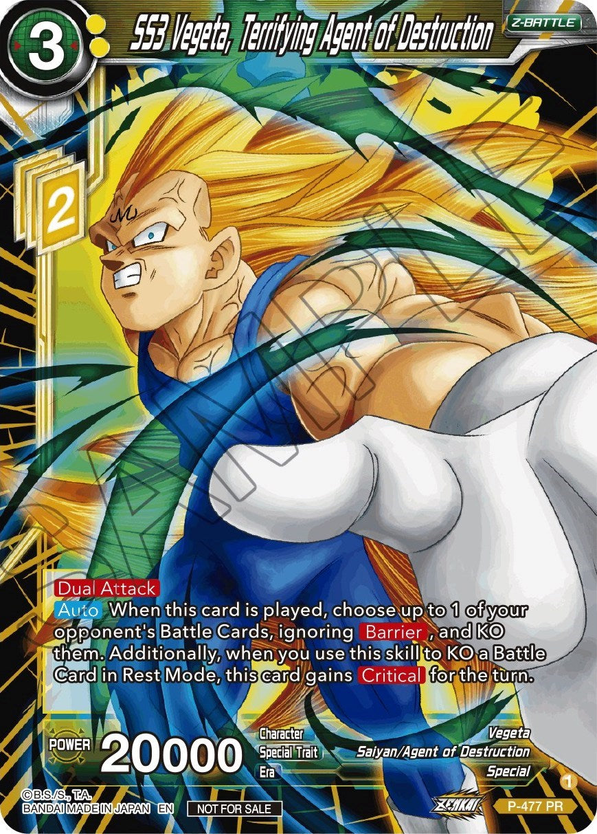 SS3 Vegeta, Terrifying Agent of Destruction (Silver Foil) (P-477) [Tournament Promotion Cards] | Black Swamp Games