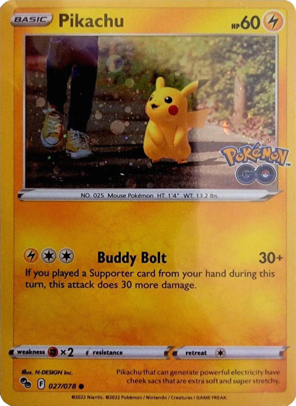 Pikachu (027/078) (Cosmos Holo) [Pokémon GO] | Black Swamp Games