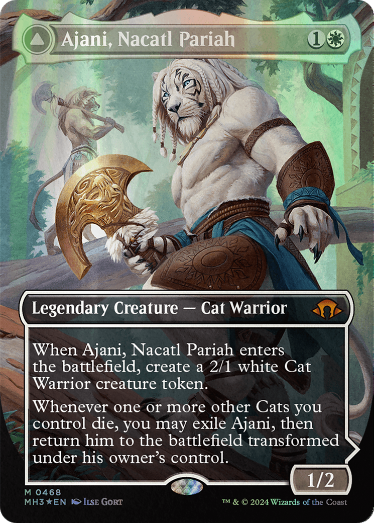 Ajani, Nacatl Pariah // Ajani, Nacatl Avenger (Borderless) (Textured Foil) [Modern Horizons 3] | Black Swamp Games