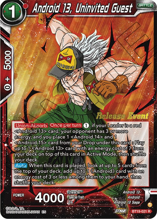 Android 13, Uninvited Guest (Fighter's Ambition Holiday Pack) (BT19-021) [Tournament Promotion Cards] | Black Swamp Games