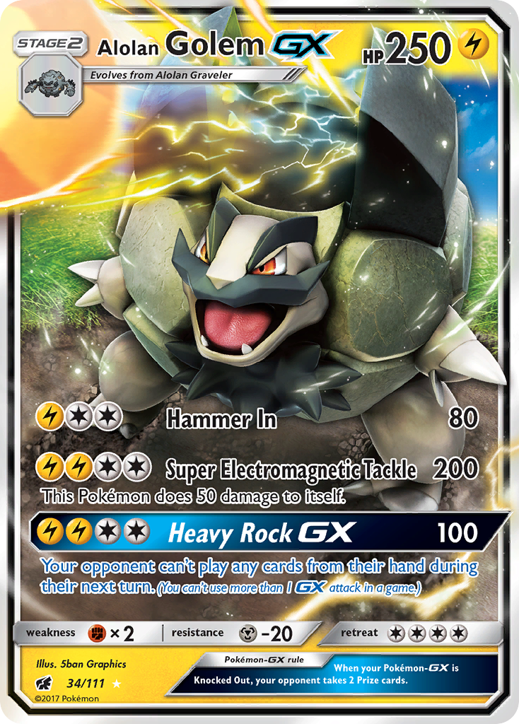 Alolan Golem GX (34/111) [Sun & Moon: Crimson Invasion] | Black Swamp Games