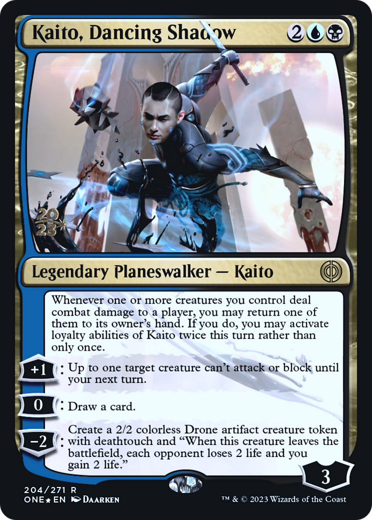 Kaito, Dancing Shadow [Phyrexia: All Will Be One Prerelease Promos] | Black Swamp Games