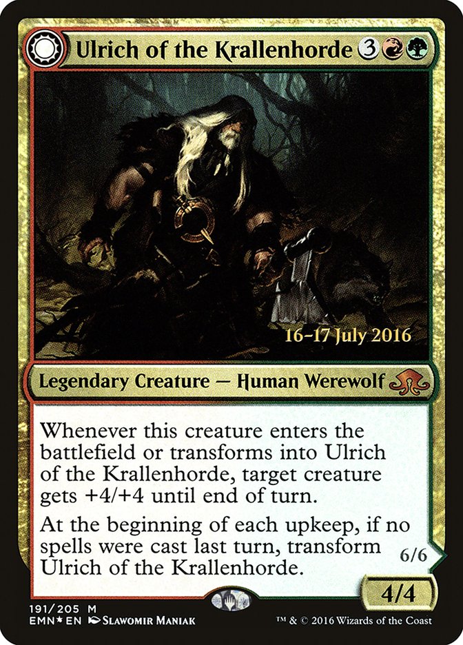 Ulrich of the Krallenhorde // Ulrich, Uncontested Alpha [Eldritch Moon Prerelease Promos] | Black Swamp Games
