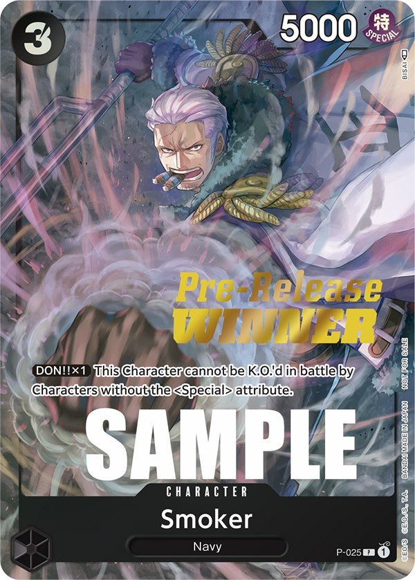 Smoker (Pre-Release) [Winner] [One Piece Promotion Cards] | Black Swamp Games