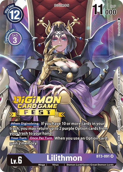 Lilithmon [BT3-091] (Digimon Card Game Fest 2022) [Release Special Booster Promos] | Black Swamp Games