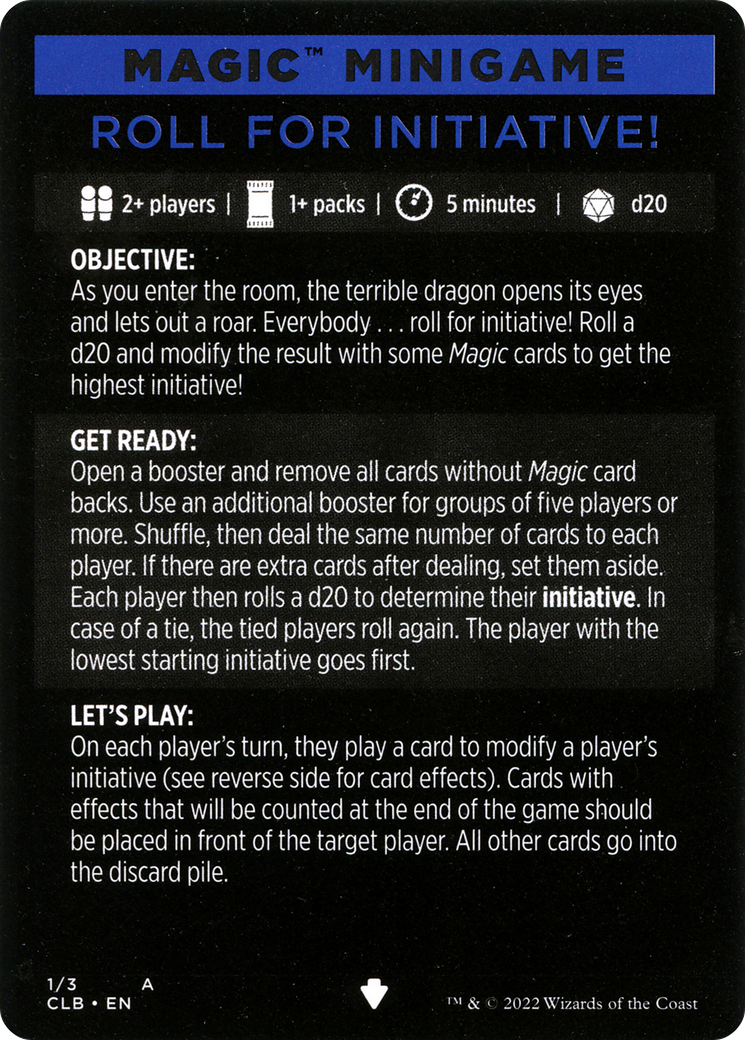Roll for Initiative! (Magic Minigame) [Commander Legends: Battle for Baldur's Gate Minigame] | Black Swamp Games