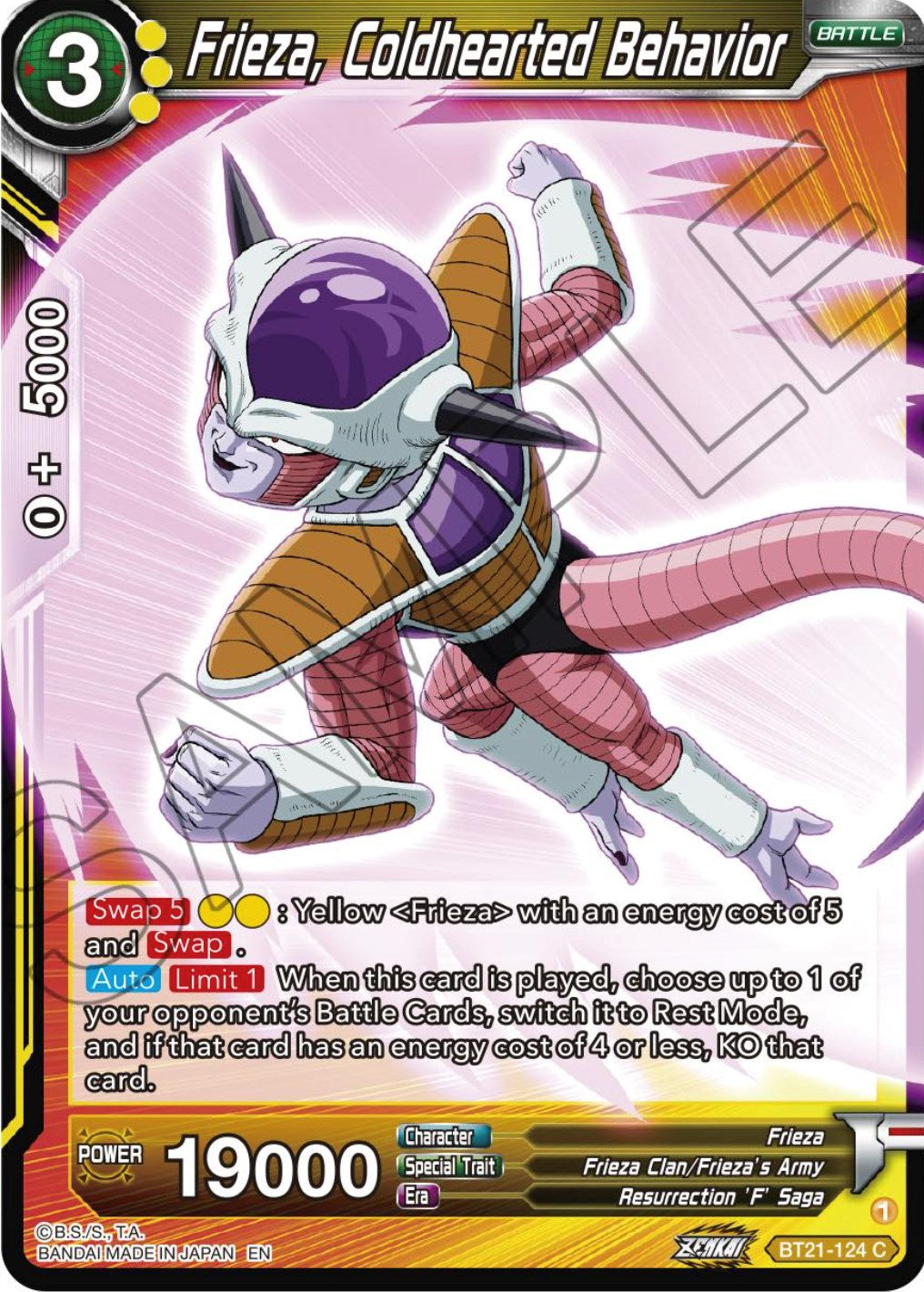 Frieza, Coldhearted Behavior (BT21-124) [Wild Resurgence] | Black Swamp Games