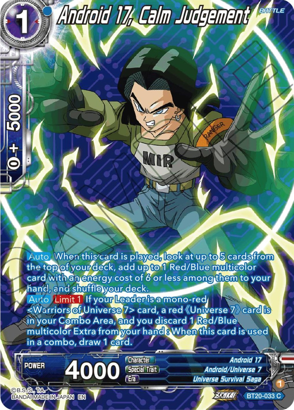 Android 17, Calm Judgement (Silver Foil) (BT20-033) [Power Absorbed] | Black Swamp Games