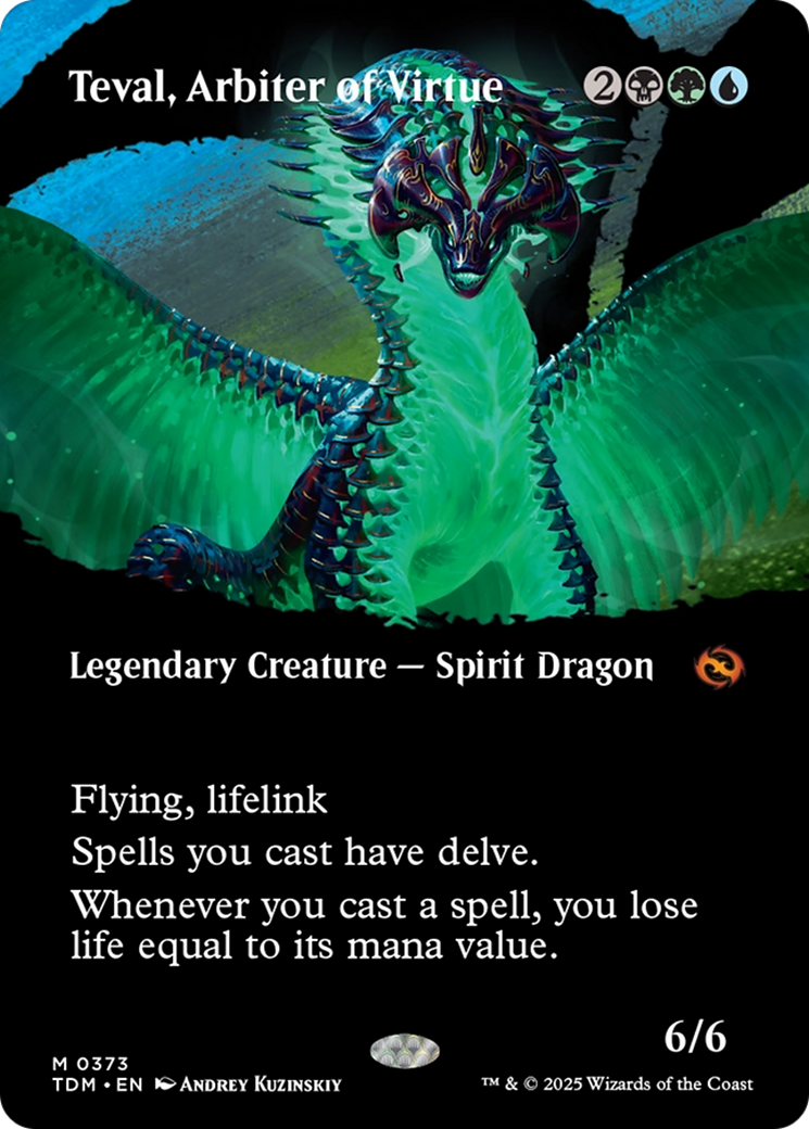 Teval, Arbiter of Virtue (Borderless) [Tarkir: Dragonstorm] | Black Swamp Games