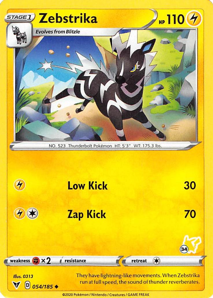 Zebstrika (054/185) (Pikachu Stamp #34) [Battle Academy 2022] | Black Swamp Games
