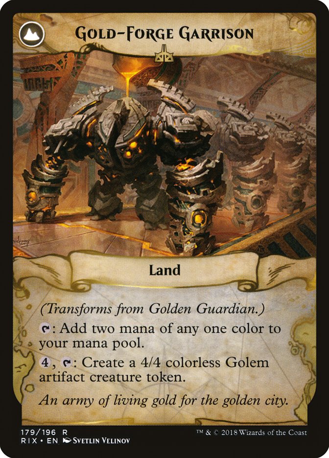Golden Guardian // Gold-Forge Garrison [Rivals of Ixalan] | Black Swamp Games