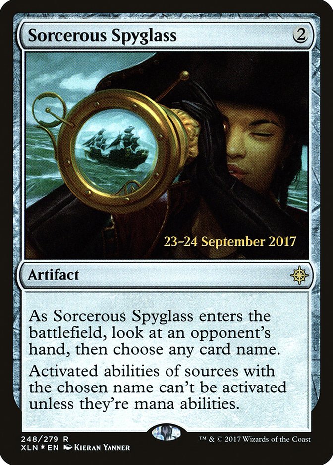Sorcerous Spyglass [Ixalan Prerelease Promos] | Black Swamp Games