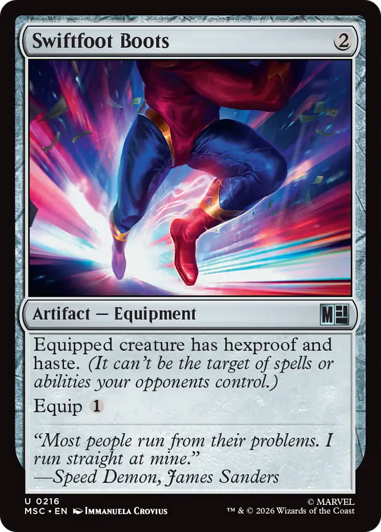 Swiftfoot Boots (Surge Foil) [Marvel Super Heroes Commander] | Black Swamp Games