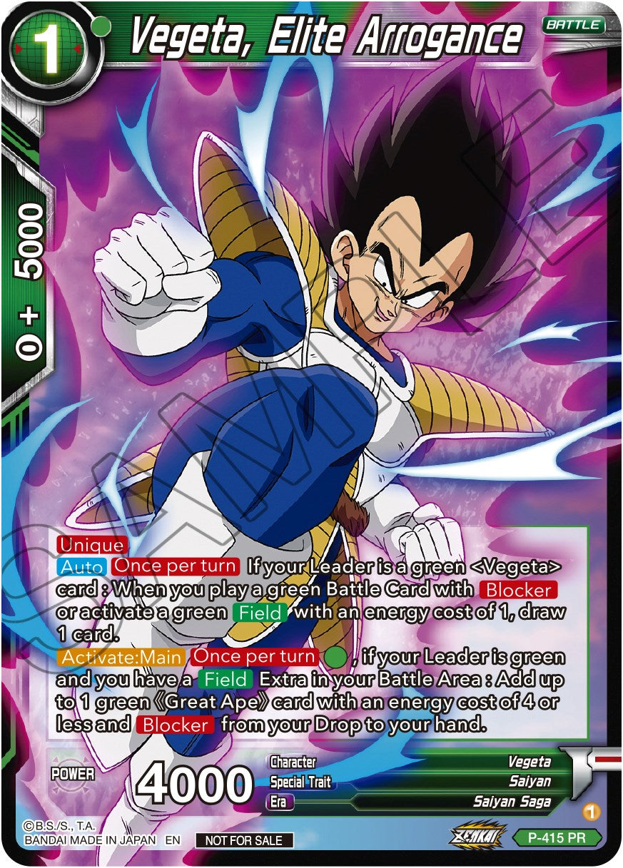 Vegeta, Elite Arrogance (Zenkai Series Tournament Pack Vol.1) (P-415) [Tournament Promotion Cards] | Black Swamp Games