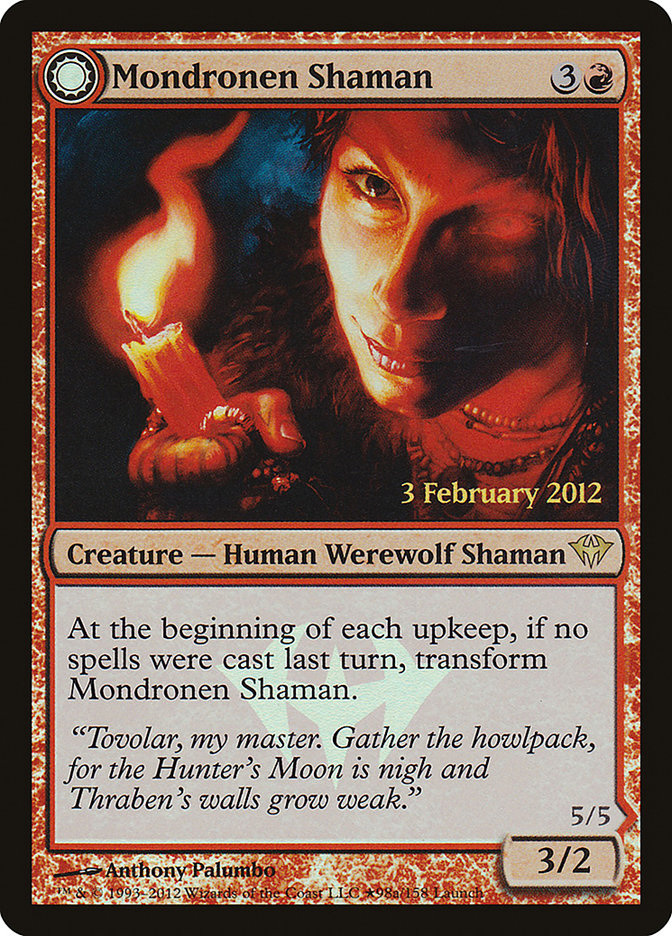 Mondronen Shaman // Tovolar's Magehunter (Launch) [Dark Ascension Promos] | Black Swamp Games