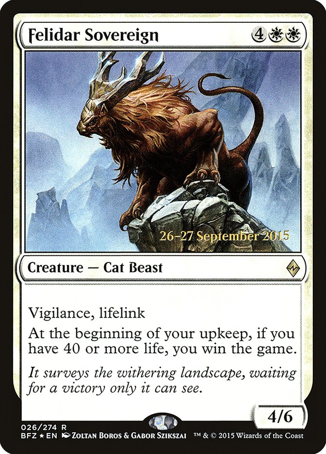 Felidar Sovereign [Battle for Zendikar Prerelease Promos] | Black Swamp Games