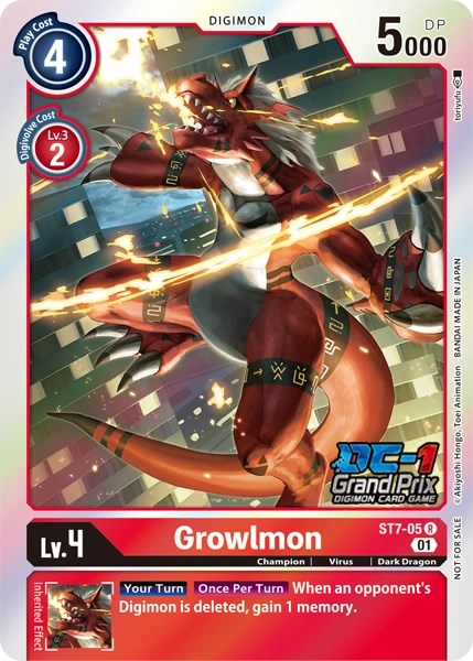 Growlmon [ST7-05] (DC-1 2022 Stamped) [Starter Deck: Gallantmon Promos] | Black Swamp Games