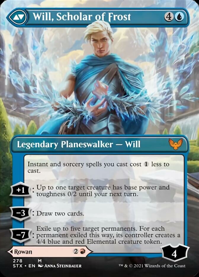 Rowan, Scholar of Sparks // Will, Scholar of Frost (Borderless) [Strixhaven: School of Mages] | Black Swamp Games