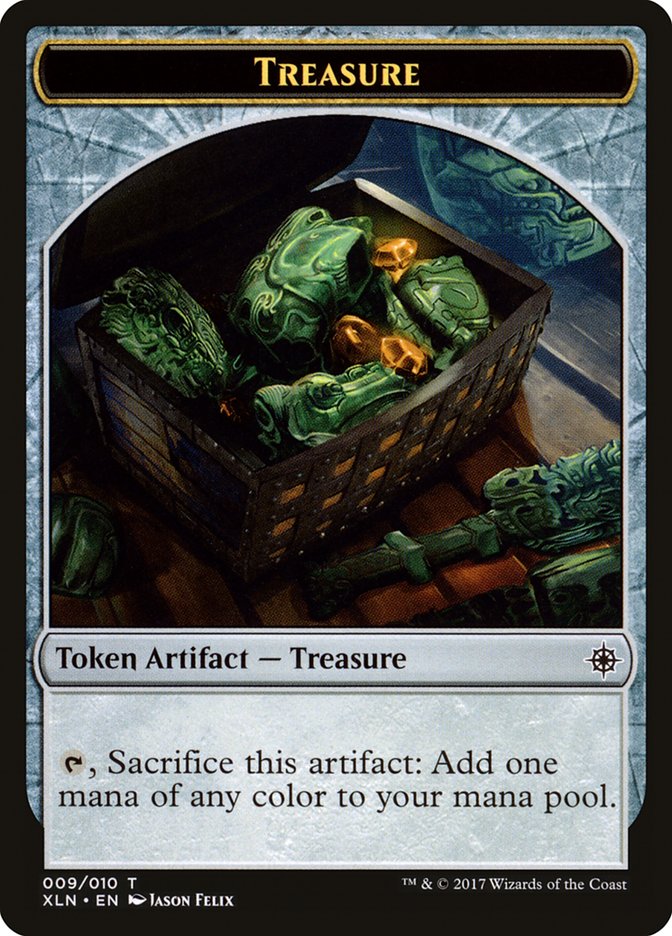 Dinosaur // Treasure (009) Double-Sided Token [Ixalan Tokens] | Black Swamp Games