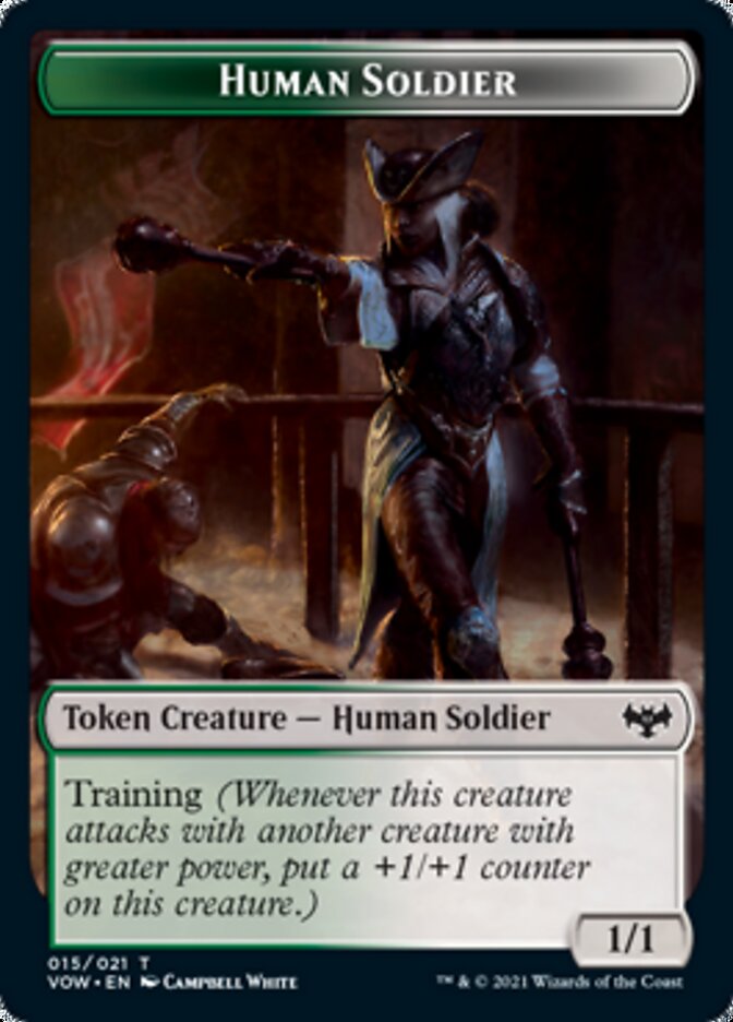 Zombie (008) // Human Soldier Double-Sided Token [Innistrad: Crimson Vow Tokens] | Black Swamp Games