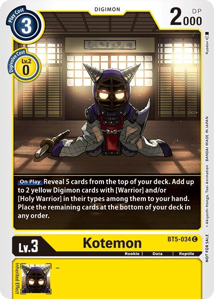 Kotemon [BT5-034] (Tamer Party Vol. 5) [Battle of Omni Promos] | Black Swamp Games