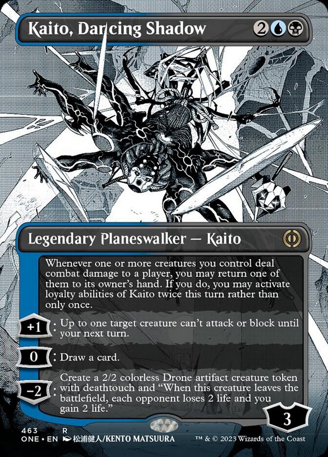 Kaito, Dancing Shadow (Borderless Manga Step-and-Compleat Foil) [Phyrexia: All Will Be One] | Black Swamp Games