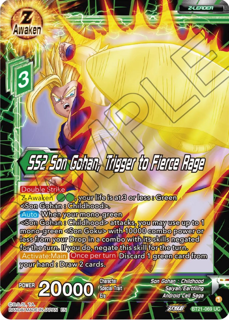 SS2 Son Gohan, Trigger to Fierce Rage (BT21-069) [Wild Resurgence] | Black Swamp Games