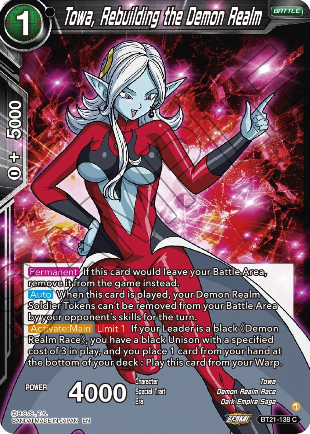 Towa, Rebuilding the Demon Realm (BT21-138) [Wild Resurgence] | Black Swamp Games