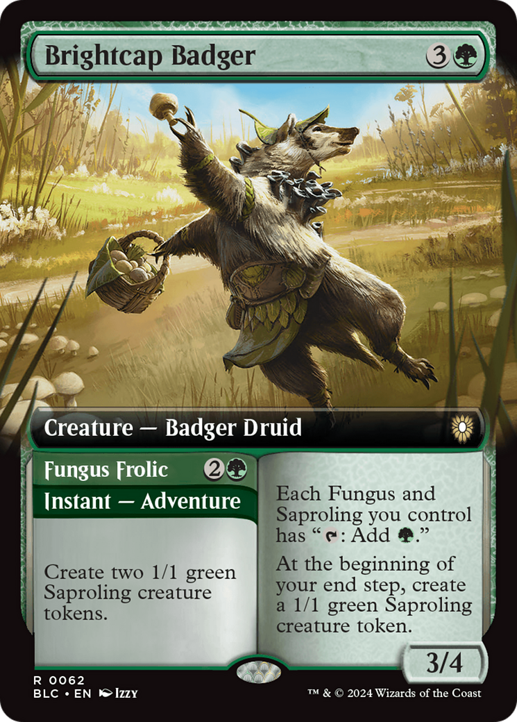 Brightcap Badger // Fungus Frolic (Extended Art) [Bloomburrow Commander] | Black Swamp Games