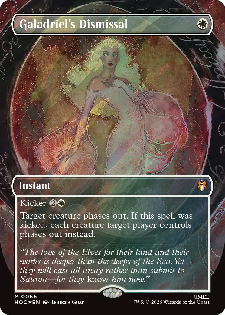 Galadriel's Dismissal (Borderless) (Surge Foil) [The Hobbit: Eternal-Legal] | Black Swamp Games