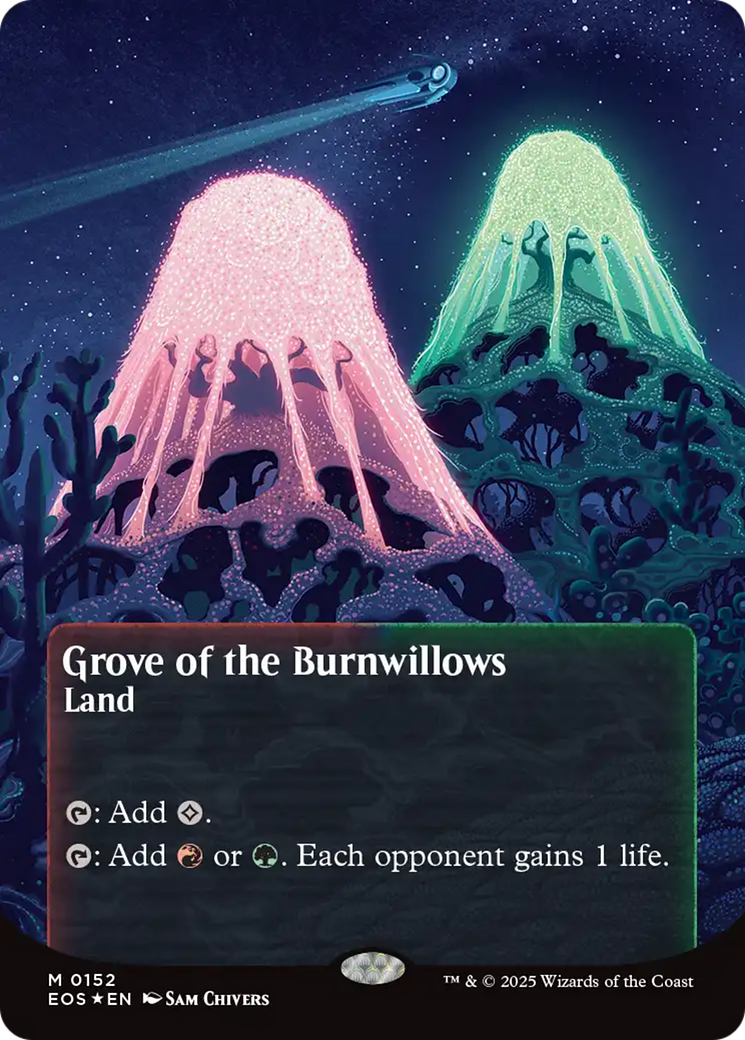 Grove of the Burnwillows (0152) (Borderless) (Galaxy Foil) [Edge of Eternities: Stellar Sights] | Black Swamp Games