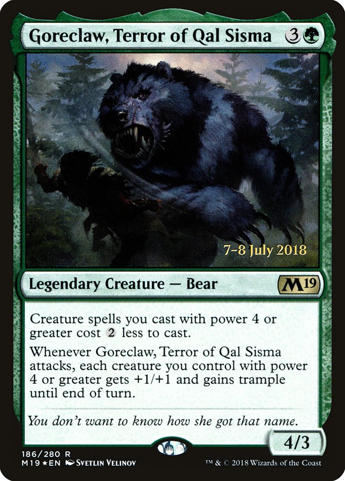 Goreclaw, Terror of Qal Sisma [Core Set 2019 Prerelease Promos] | Black Swamp Games