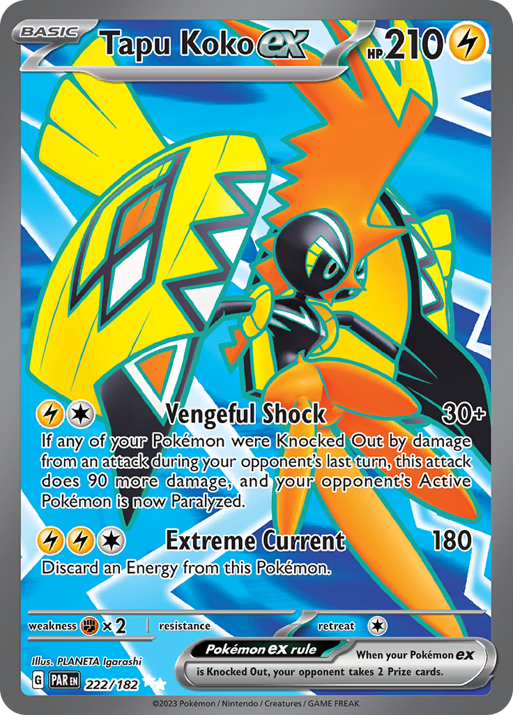 Tapu Koko ex (222/182) [Scarlet & Violet: Paradox Rift] | Black Swamp Games