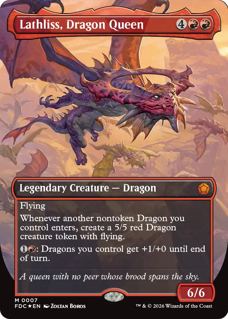 Lathliss, Dragon Queen (Borderless) [Foundations Commander] | Black Swamp Games
