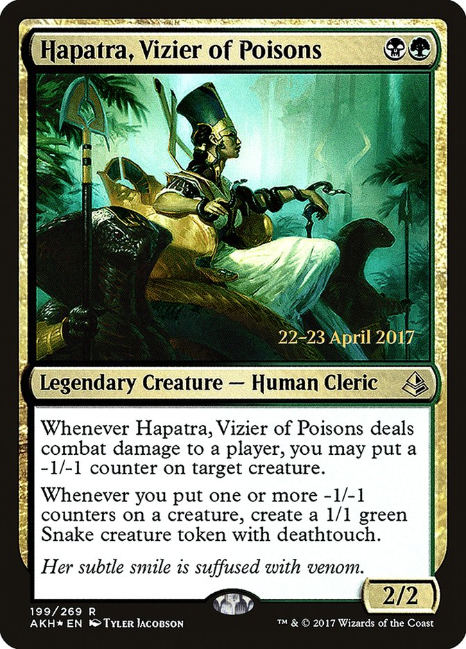 Hapatra, Vizier of Poisons [Amonkhet Prerelease Promos] | Black Swamp Games