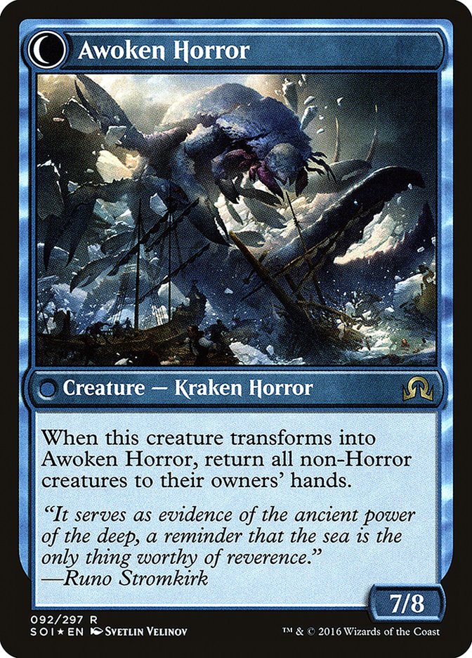 Thing in the Ice // Awoken Horror [Shadows over Innistrad Prerelease Promos] | Black Swamp Games