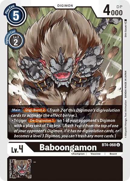 Baboongamon [BT4-068] [Great Legend] | Black Swamp Games