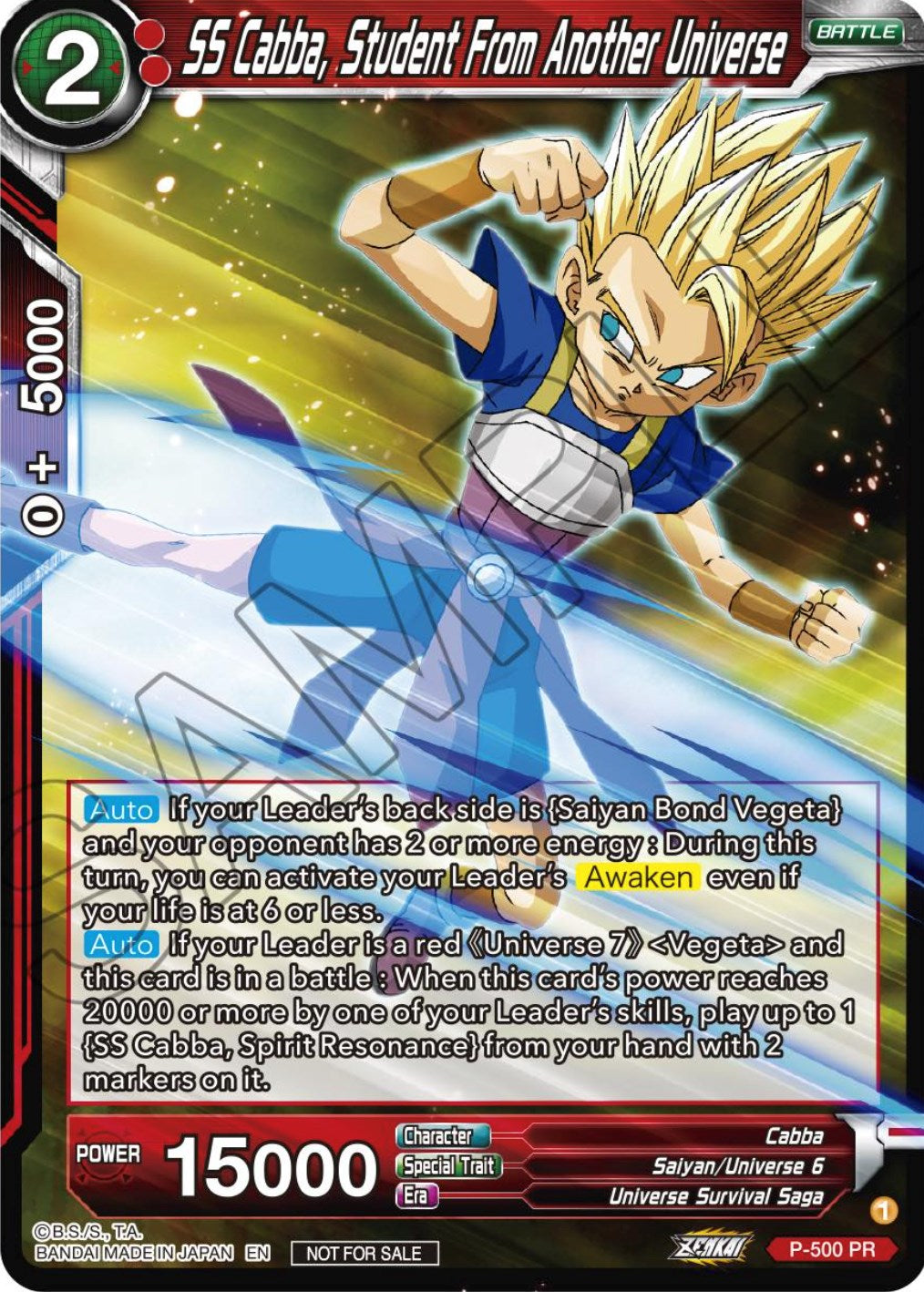 SS Cabba, Student From Another Universe (Zenkai Series Tournament Pack Vol.4) (P-500) [Tournament Promotion Cards] | Black Swamp Games