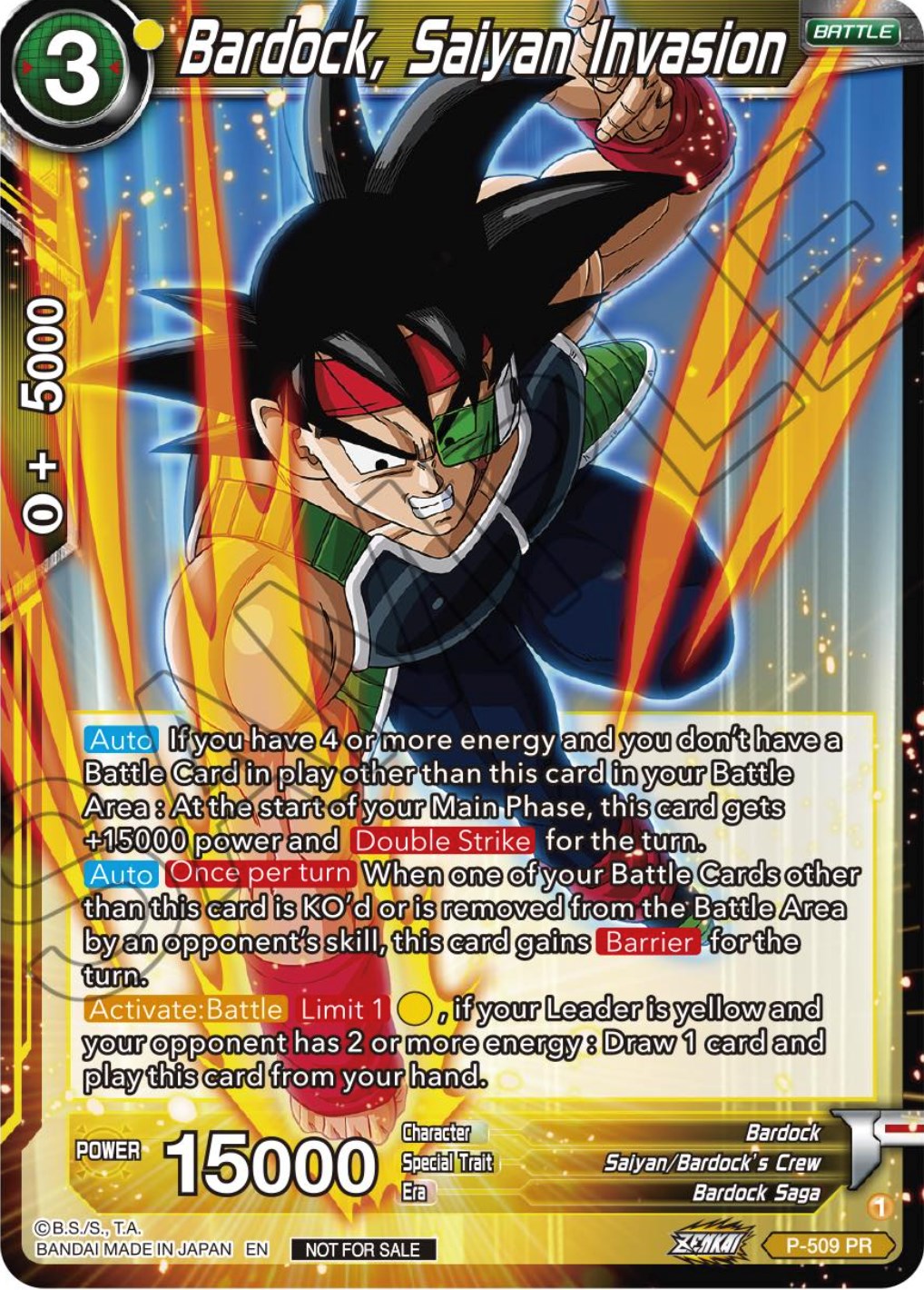 Bardock, Saiyan Invasion (Zenkai Series Tournament Pack Vol.4) (P-509) [Tournament Promotion Cards] | Black Swamp Games