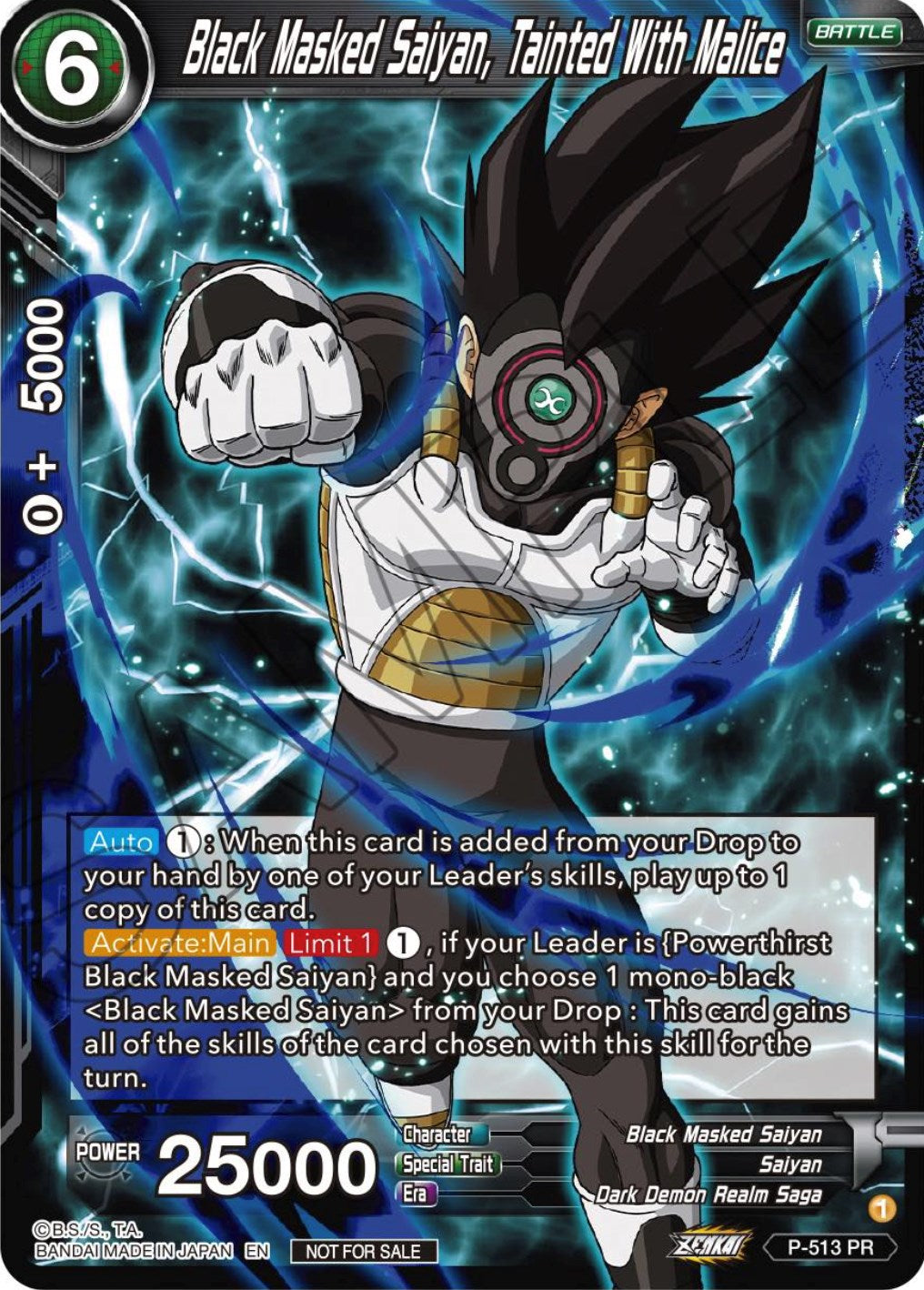 Black Masked Saiyan, Tainted With Malice (Zenkai Series Tournament Pack Vol.4) (P-513) [Tournament Promotion Cards] | Black Swamp Games