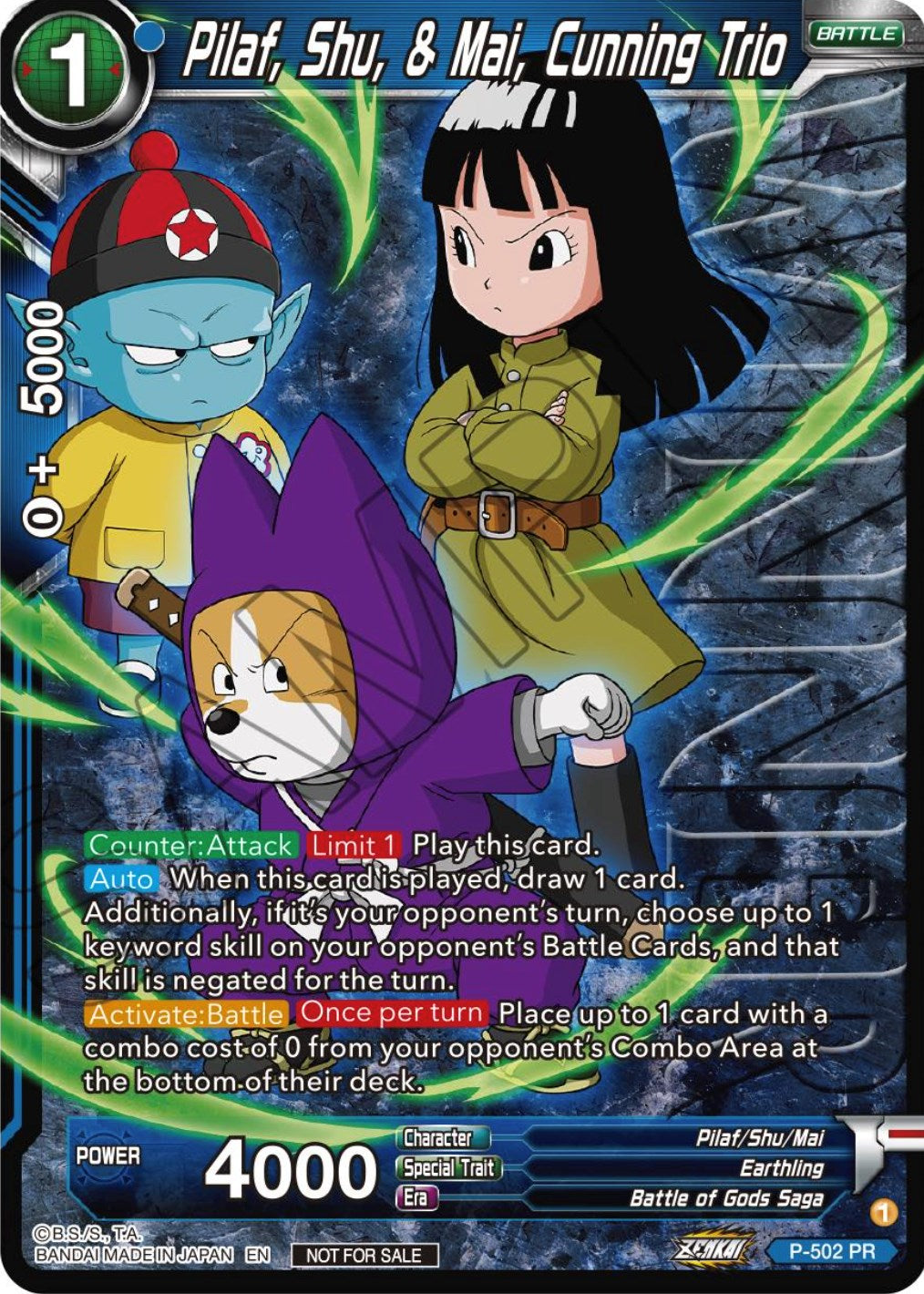 Pilaf, Shu, & Mai, Cunning Trio (Zenkai Series Tournament Pack Vol.4 Winner) (P-502) [Tournament Promotion Cards] | Black Swamp Games