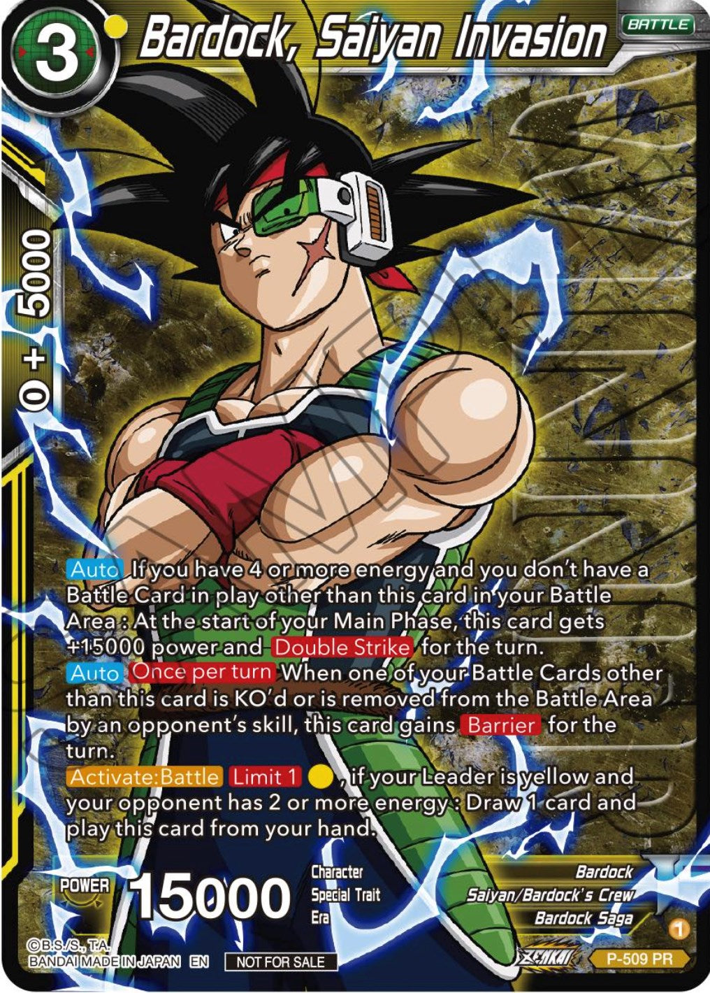 Bardock, Saiyan Invasion (Zenkai Series Tournament Pack Vol.4 Winner) (P-509) [Tournament Promotion Cards] | Black Swamp Games