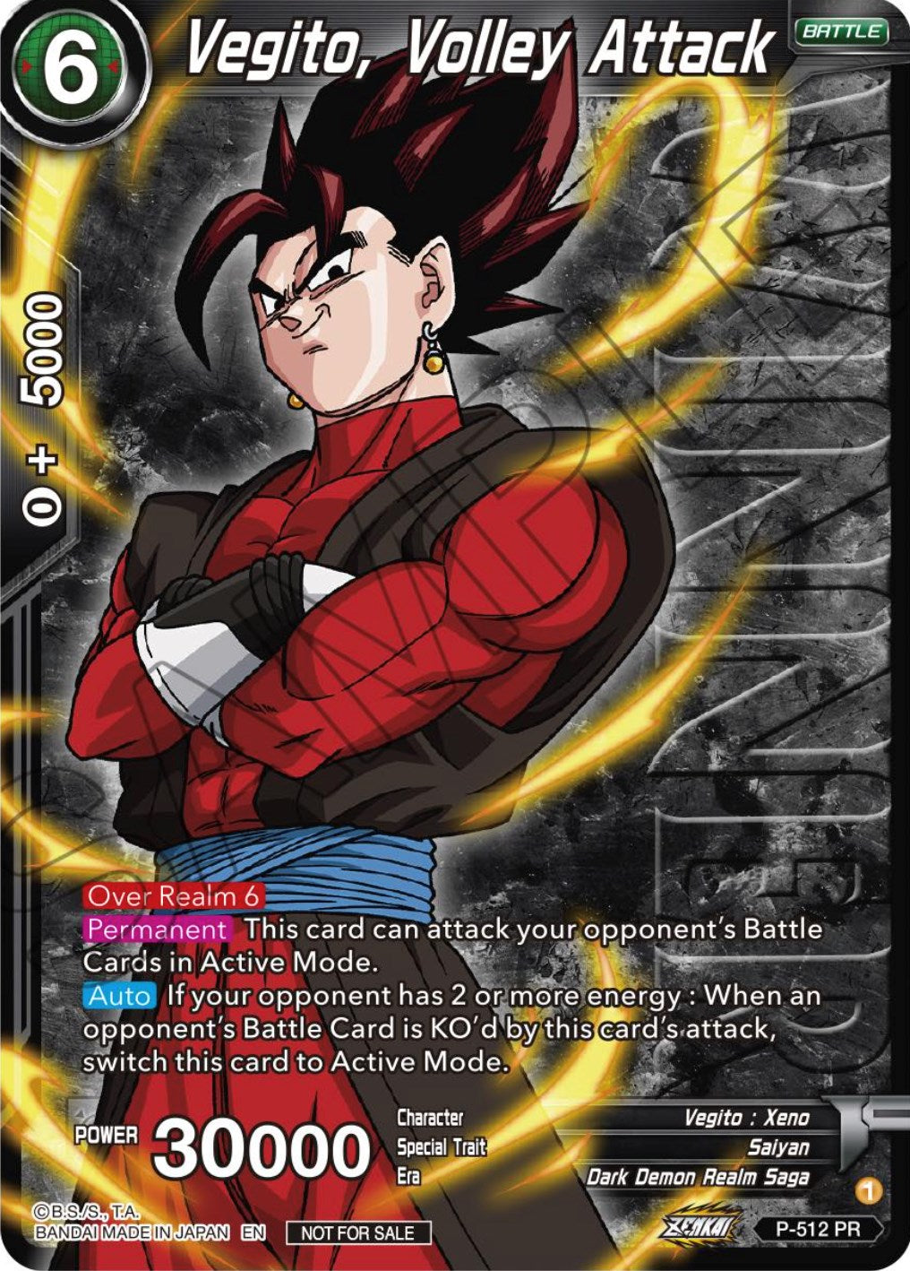 Vegito, Volley Attack (Zenkai Series Tournament Pack Vol.4 Winner) (P-512) [Tournament Promotion Cards] | Black Swamp Games