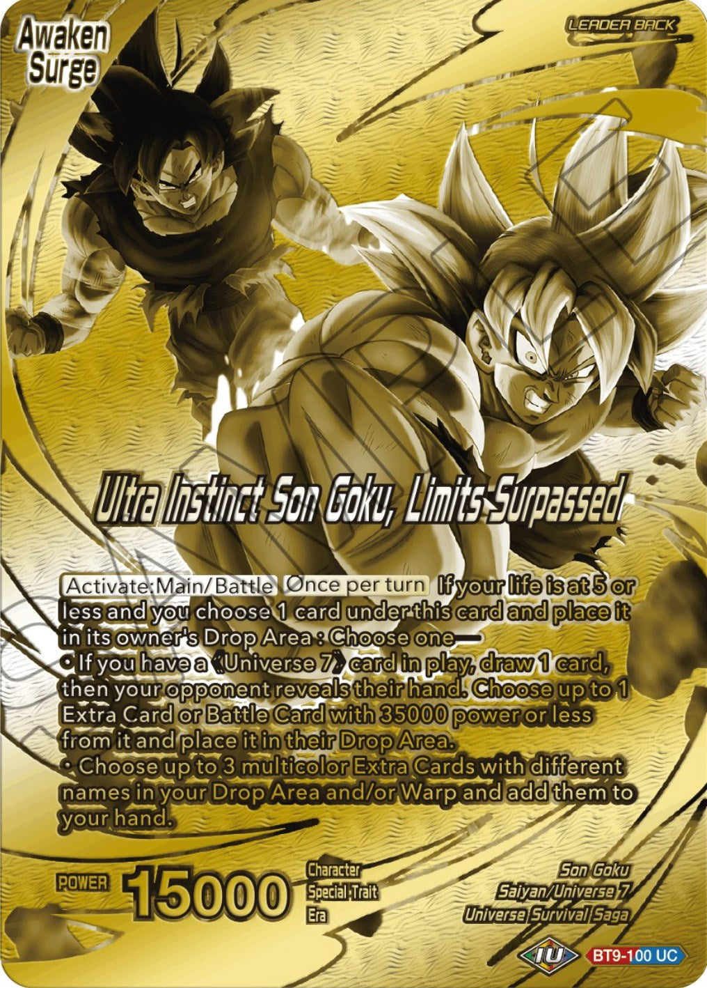 Son Goku // Ultra Instinct Son Goku, Limits Surpassed (Championship 2023 Golden Card Vol.2, Version 1) (BT9-100) [Tournament Promotion Cards] | Black Swamp Games