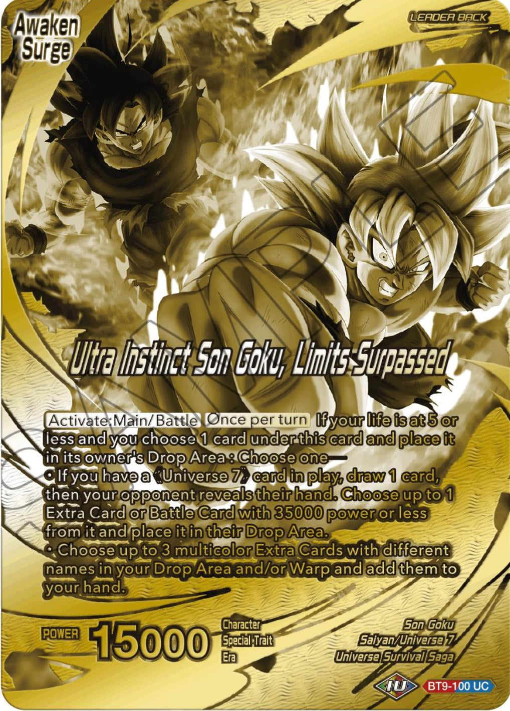 Son Goku // Ultra Instinct Son Goku, Limits Surpassed (Championship 2023 Golden Card Vol.2, Version 2) (BT9-100) [Tournament Promotion Cards] | Black Swamp Games