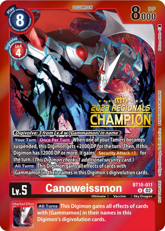 Canoweissmon [BT10-011] (2023 Regionals Champion) [Xros Encounter Promos] | Black Swamp Games