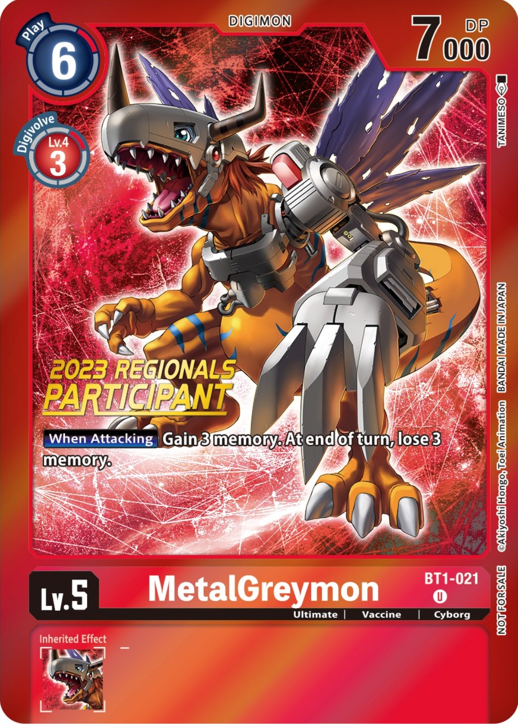 MetalGreymon [BT1-021] (2023 Regionals Participant) [Release Special Booster Promos] | Black Swamp Games