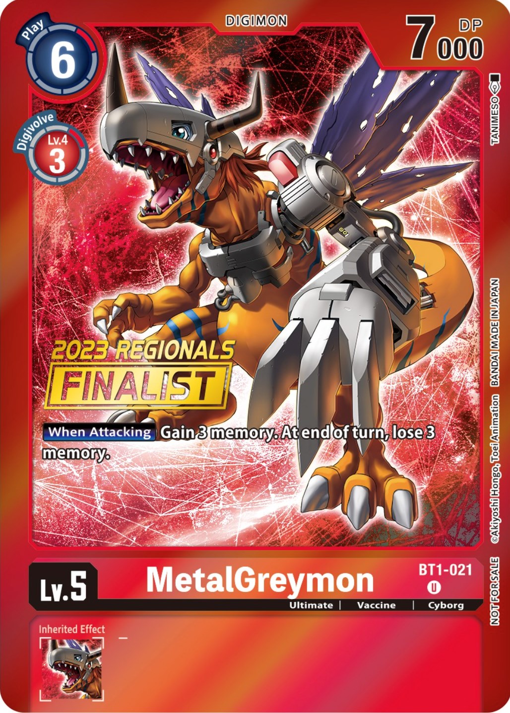 MetalGreymon [BT1-021] (2023 Regionals Finalist) [Release Special Booster Promos] | Black Swamp Games