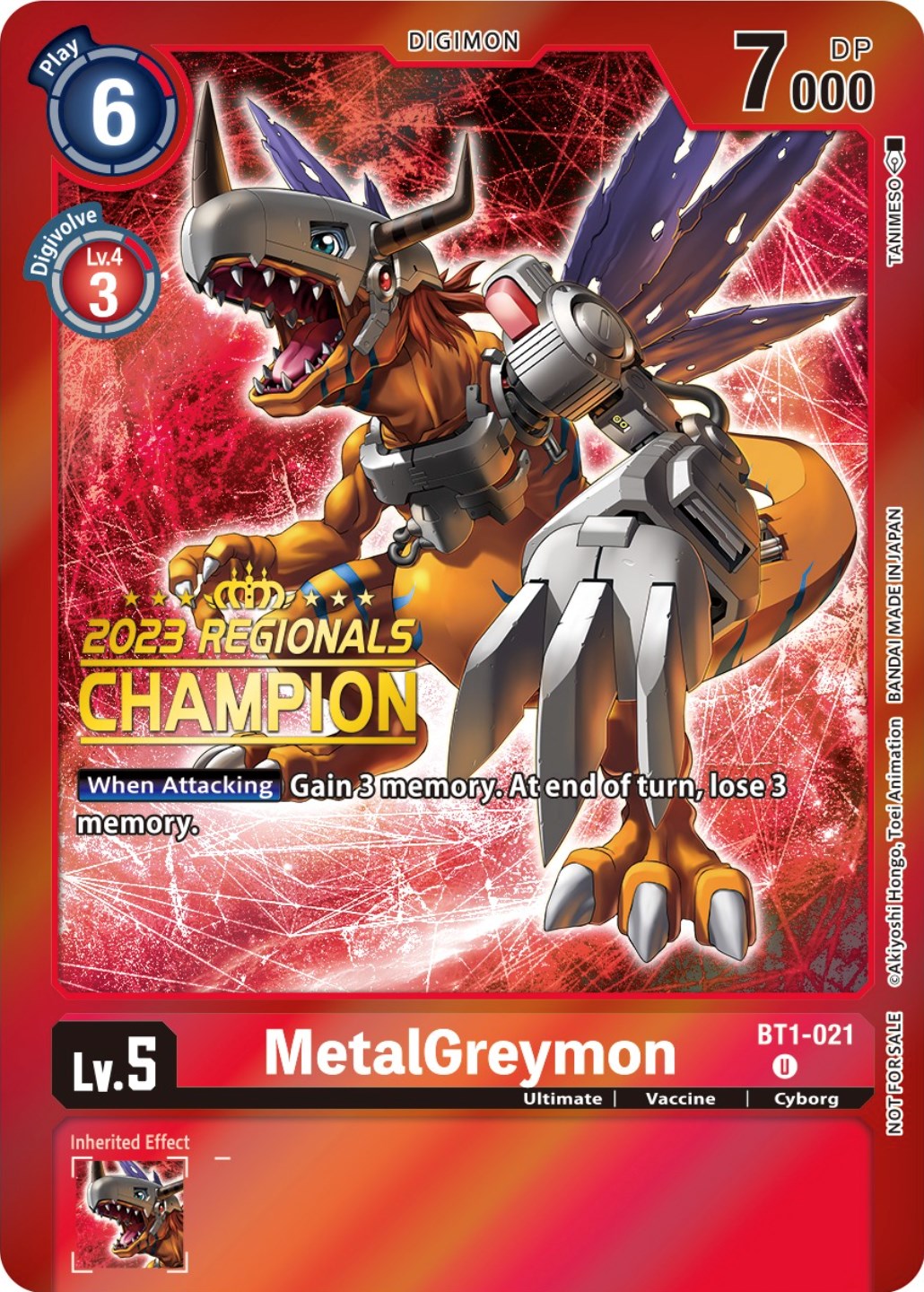 MetalGreymon [BT1-021] (2023 Regionals Champion) [Release Special Booster Promos] | Black Swamp Games