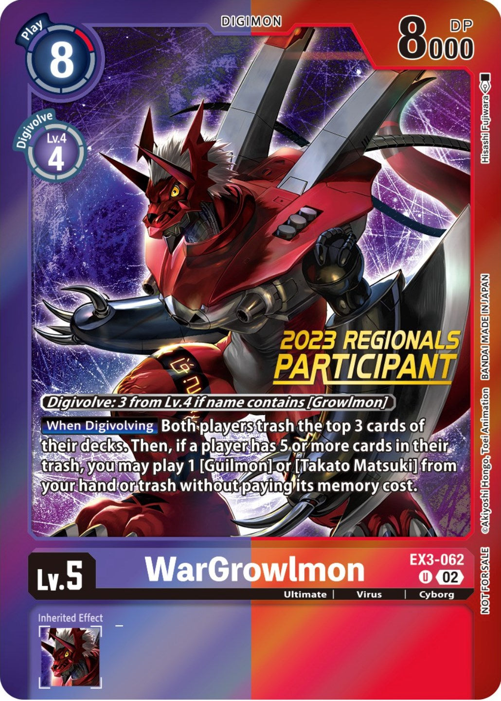 WarGrowlmon [EX3-062] (2023 Regionals Participant) [Draconic Roar Promos] | Black Swamp Games